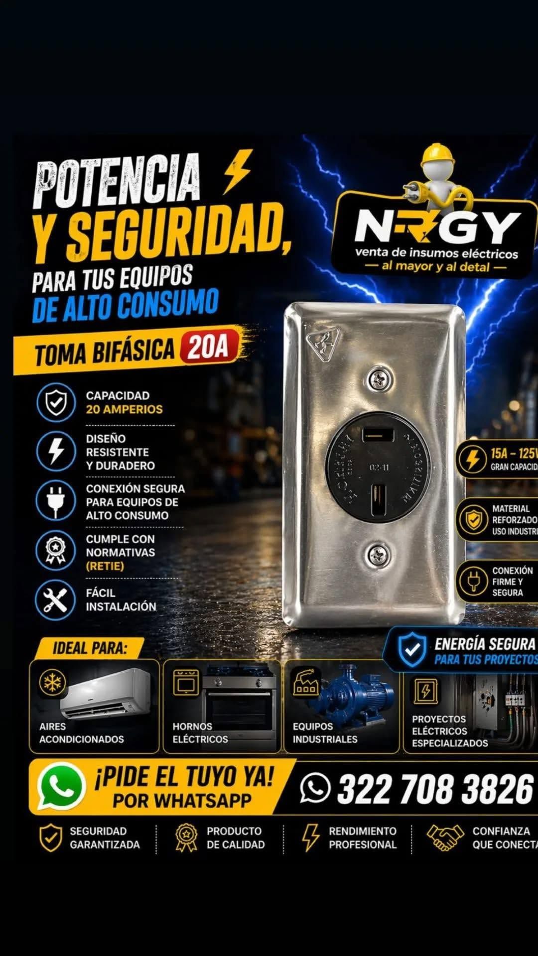 Póster promocional oscuro para tomacorriente de seguridad NGGY