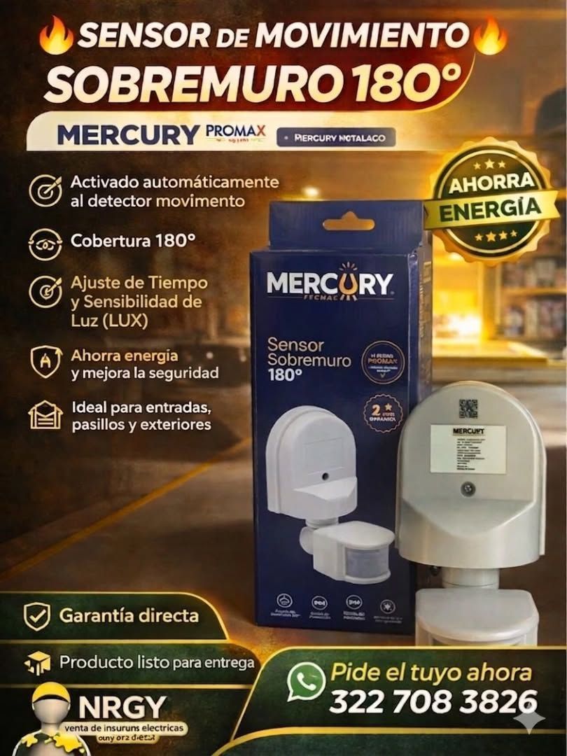 Anuncio promocional del sensor de movimiento Mercury de 180°