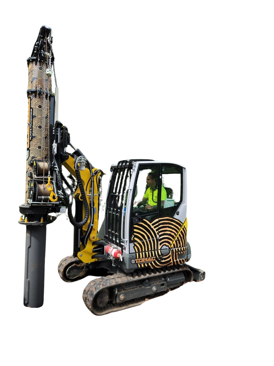 A Large Excavator Is Digging Into a Pile of Rocks — Retaining Wall Builders in Palm Beach, QLD