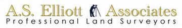 A.S. Elliott & Associates logo with gold and black text and a small surveyor graphic, “Professional Land Surveyors” tagline