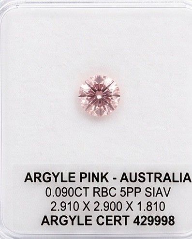 CERTIFIED ARGYLE Round Diamond 0.09ct 5PP SIAV