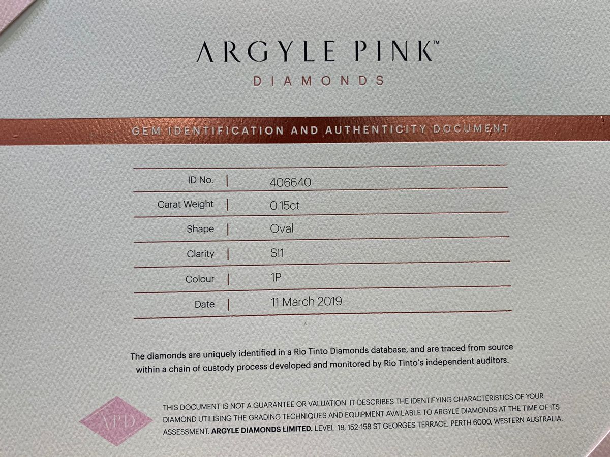 CERTIFIED ARGYLE Oval Diamond 0.15ct 1P SI1