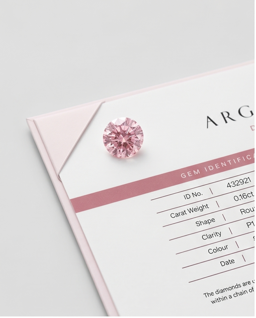 CERTIFIED ARGYLE Round Diamond 0.16ct 8P P1