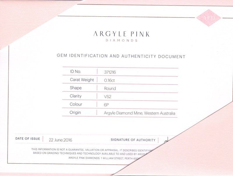 CERTIFIED ARGYLE Round Diamond 0.16CT 6P VS2