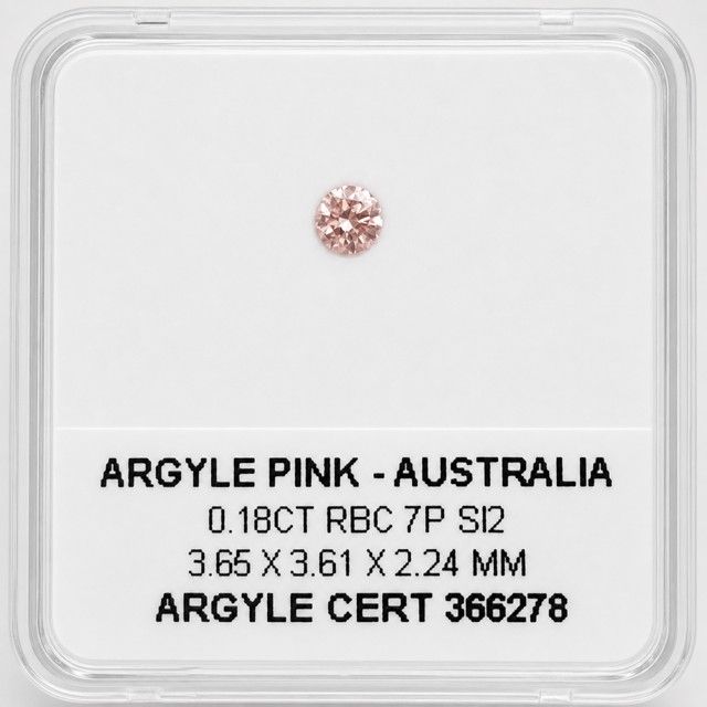 CERTIFIED ARGYLE Round Diamond 0.18ct 7P SI2