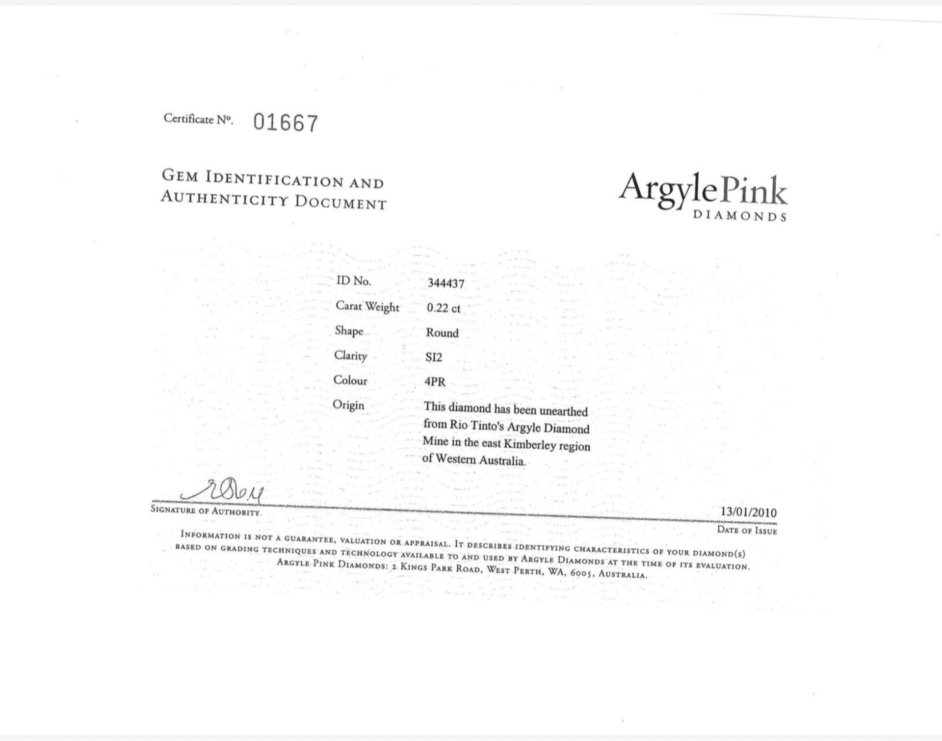 CERTIFIED ARGYLE Round Diamond 0.22ct 4PR SI2