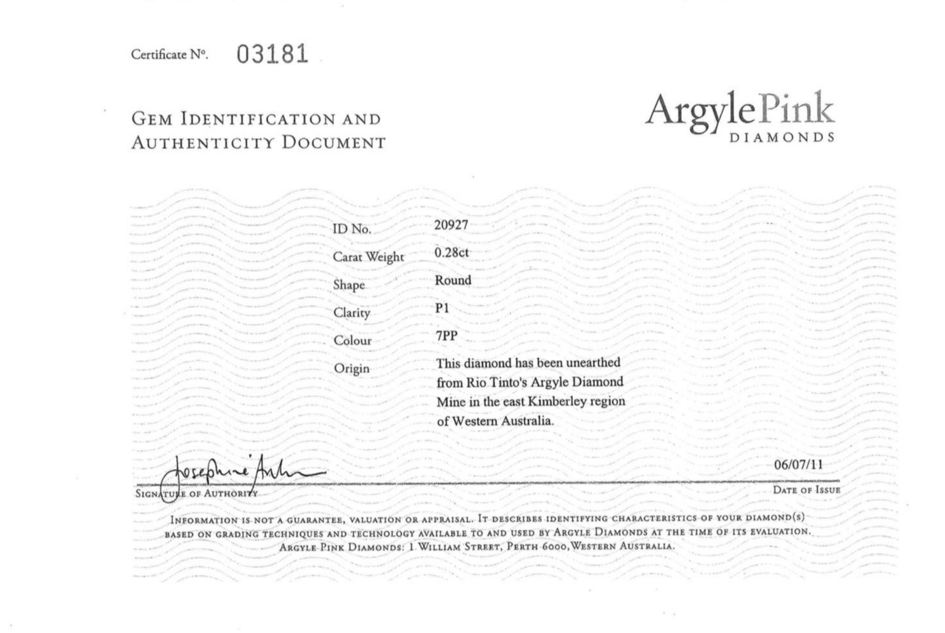 CERTIFIED ARGYLE Round Diamond 0.28ct 7PP P1