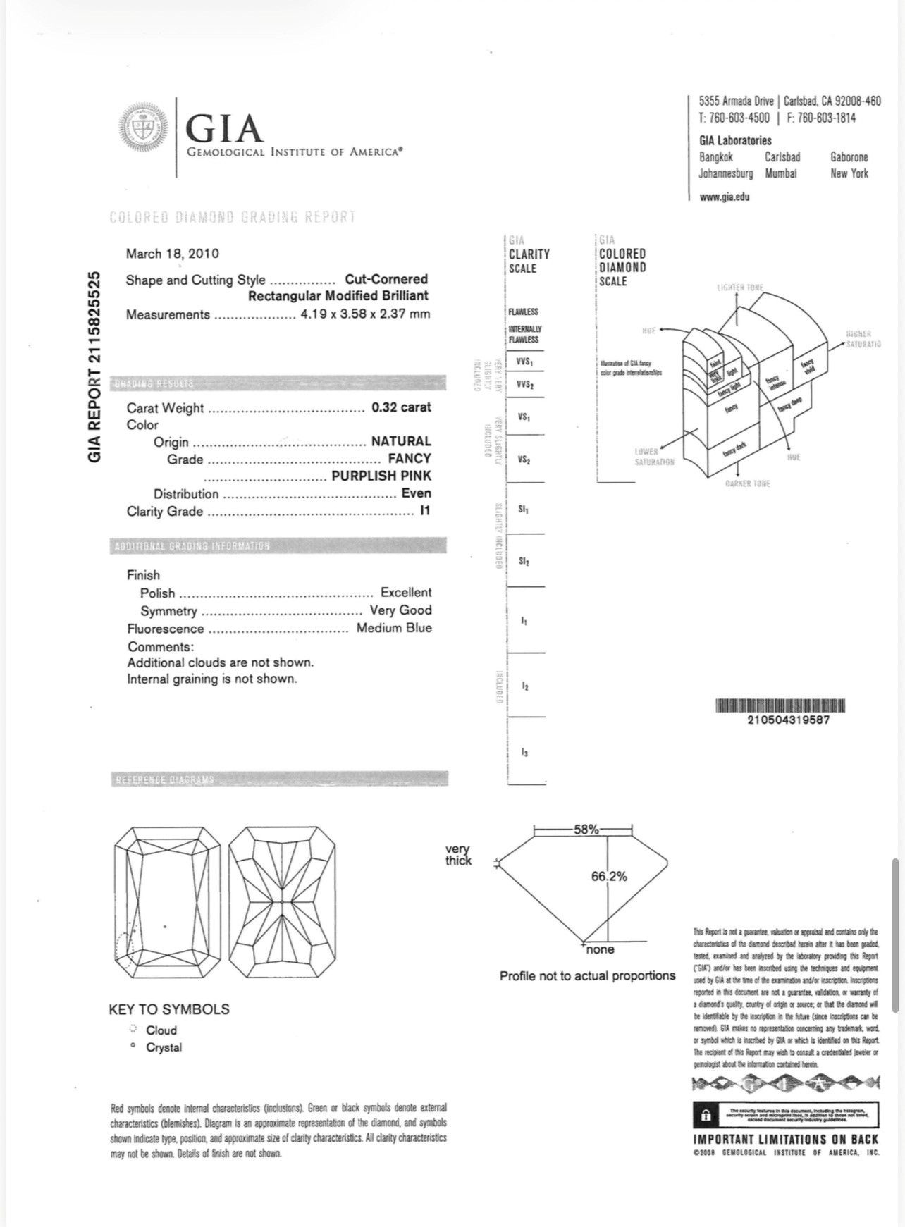ORIGIN ARGYLE Radiant Diamond 0.32ct 6P P1 GIA