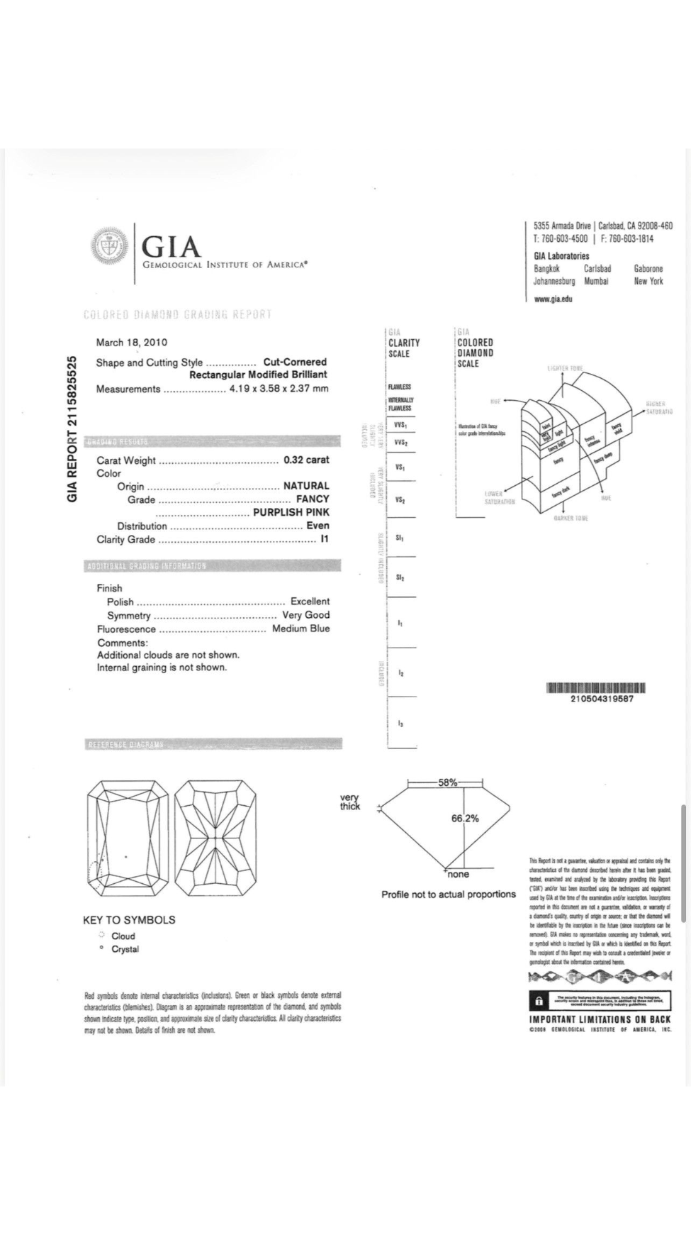 ORIGIN ARGYLE Radiant Diamond 0.32ct 6P P1 GIA