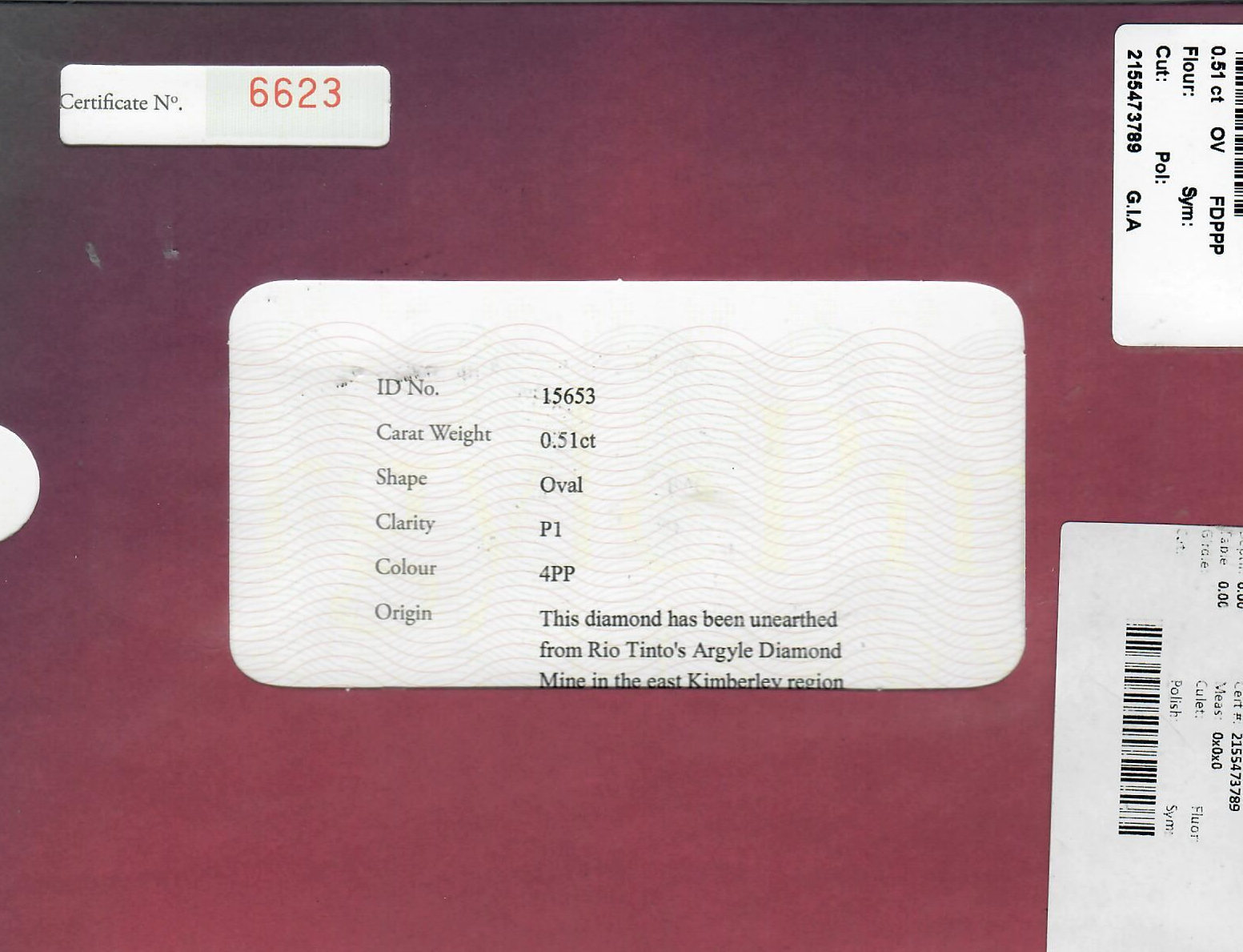 MOTIVATED VENDOR CERTIFIED ARGYLE TENDER Oval Diamond 0.51ct 4PP P1