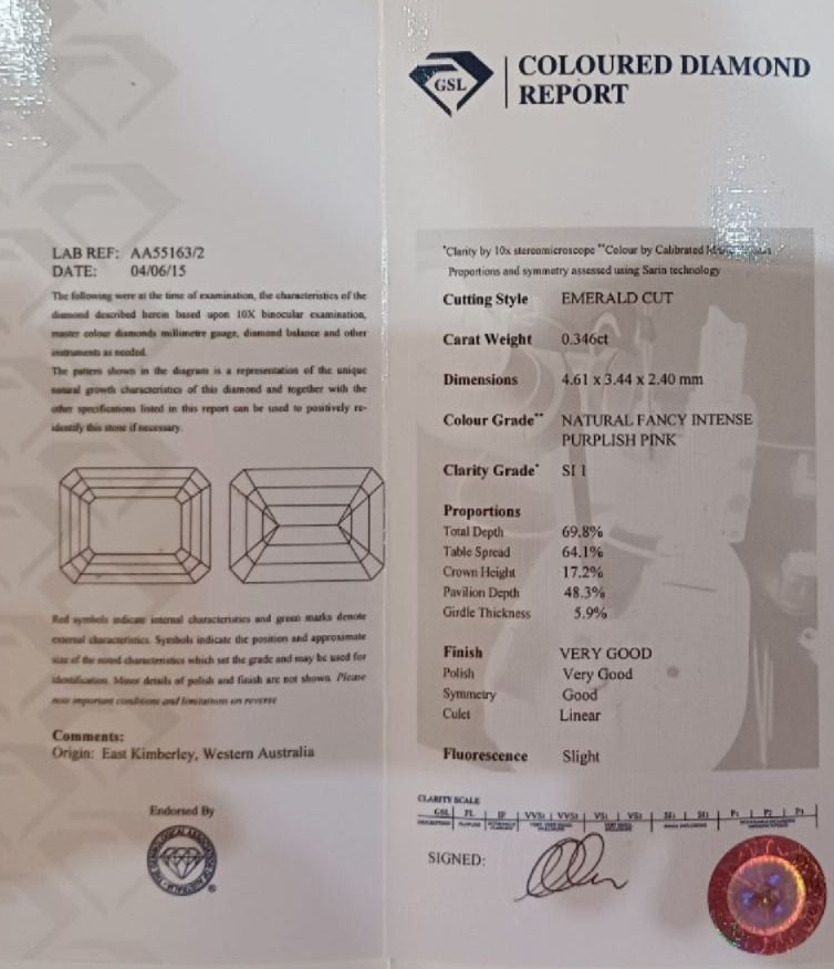 ORIGIN ARGYLE Emerald Diamond 0.34ct 5P SI1