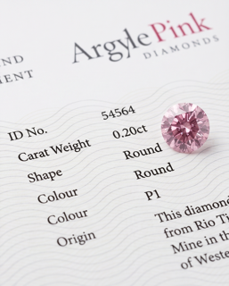 CERTIFIED ARGYLE Round Diamond 0.20ct 3PP P1