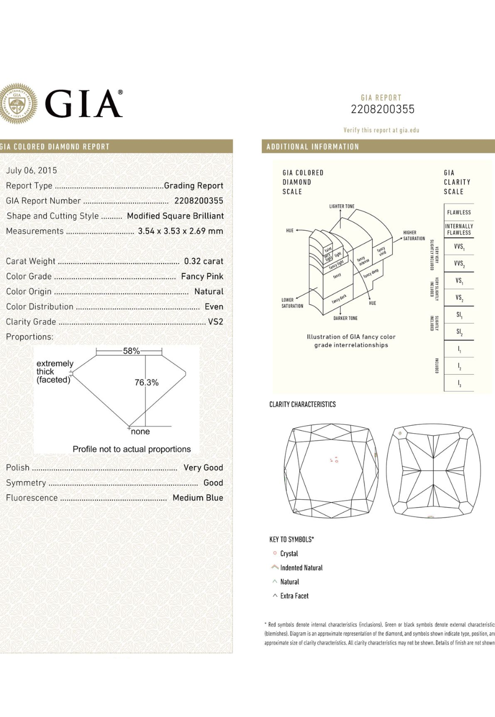 ORIGIN ARGYLE Cushion Diamond 0.32ct 6P VS2
