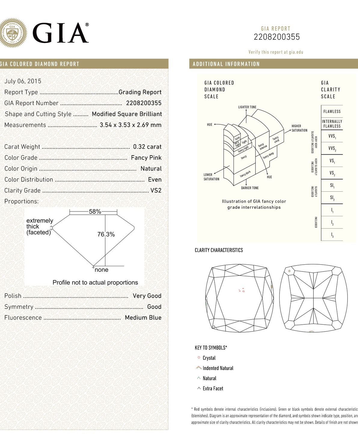 ORIGIN ARGYLE Cushion Diamond 0.32ct 6P VS2