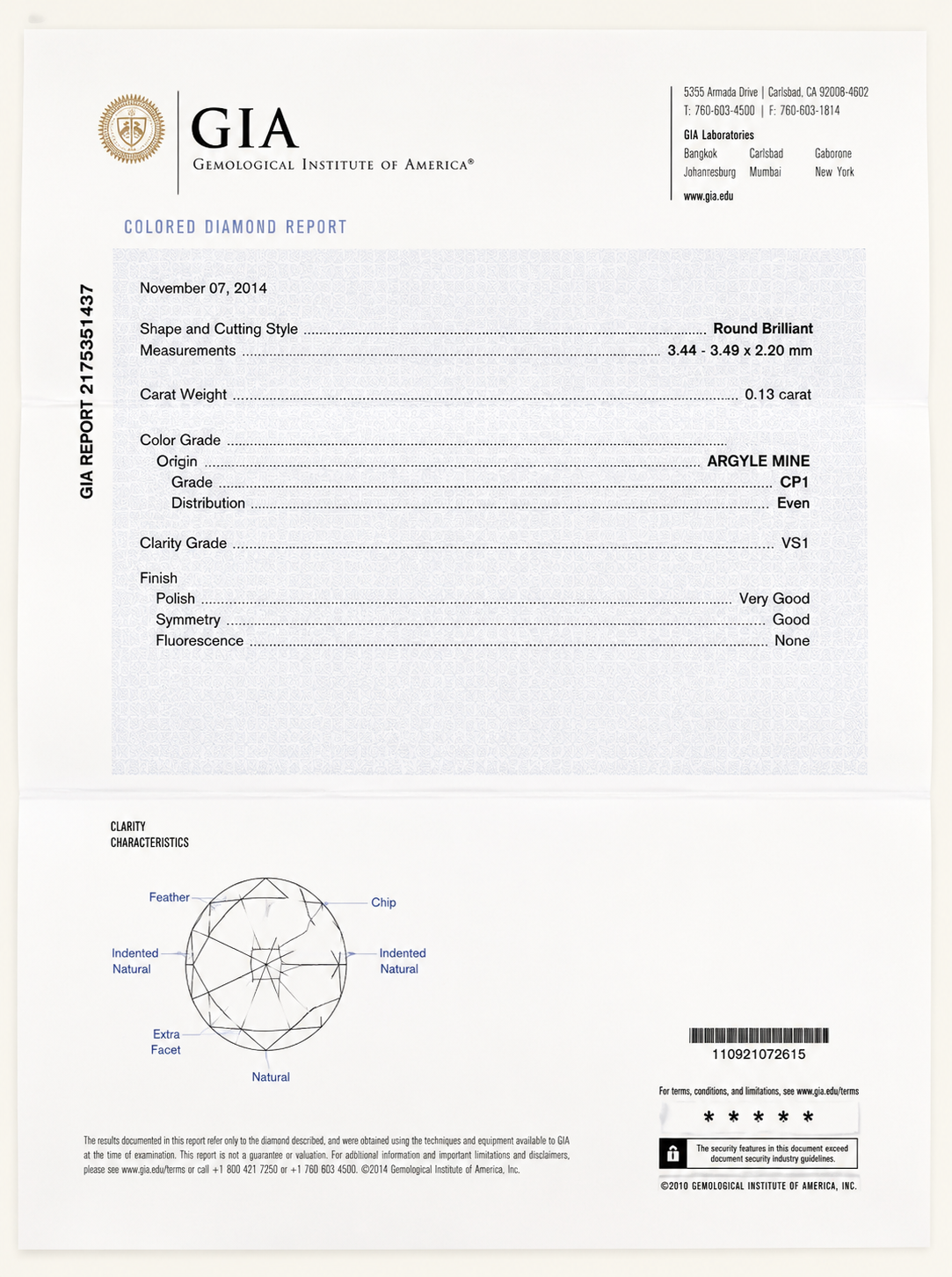 ORIGIN ARGYLE Round Diamond 0.14 Pink SI2