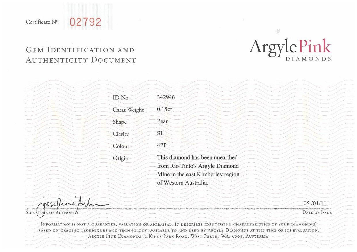 CERTIFIED ARGYLE Round Diamond 0.29ct 4PR P1