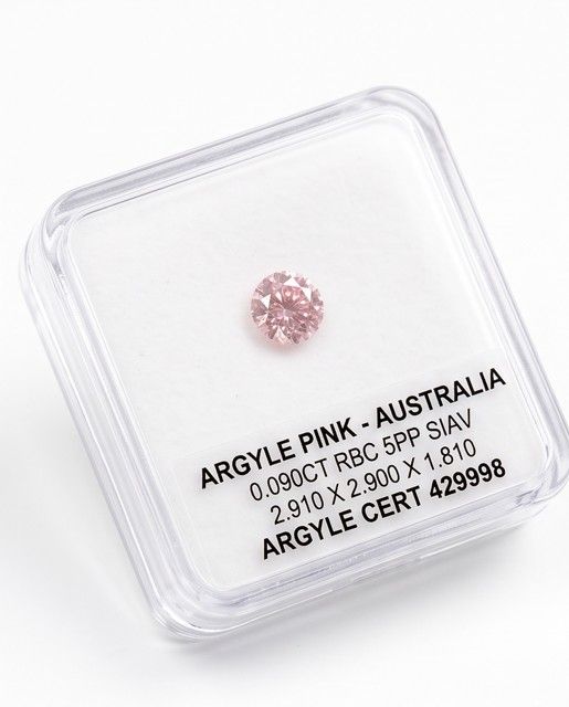 CERTIFIED ARGYLE Round Diamond 0.09ct 5PP SIAV