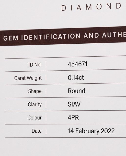 CERTIFIED ARGYLE Round Diamond 0.14ct 4PR SIAV