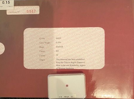 CERTIFIED ARGYLE Emerald Diamond 0.15ct 5P SI1