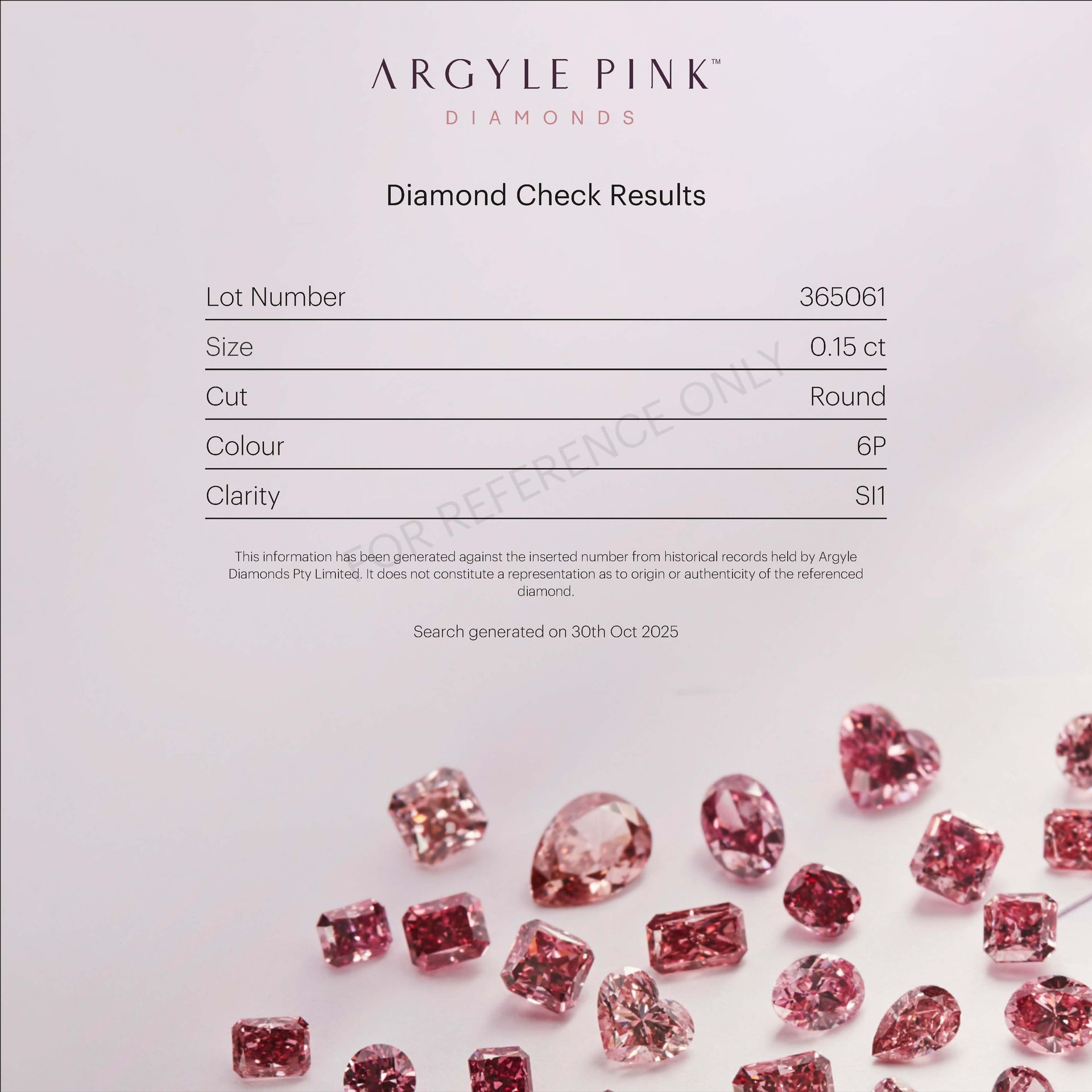 CERTIFIED ARGYLE Round Diamond 0.15ct 6P SI1