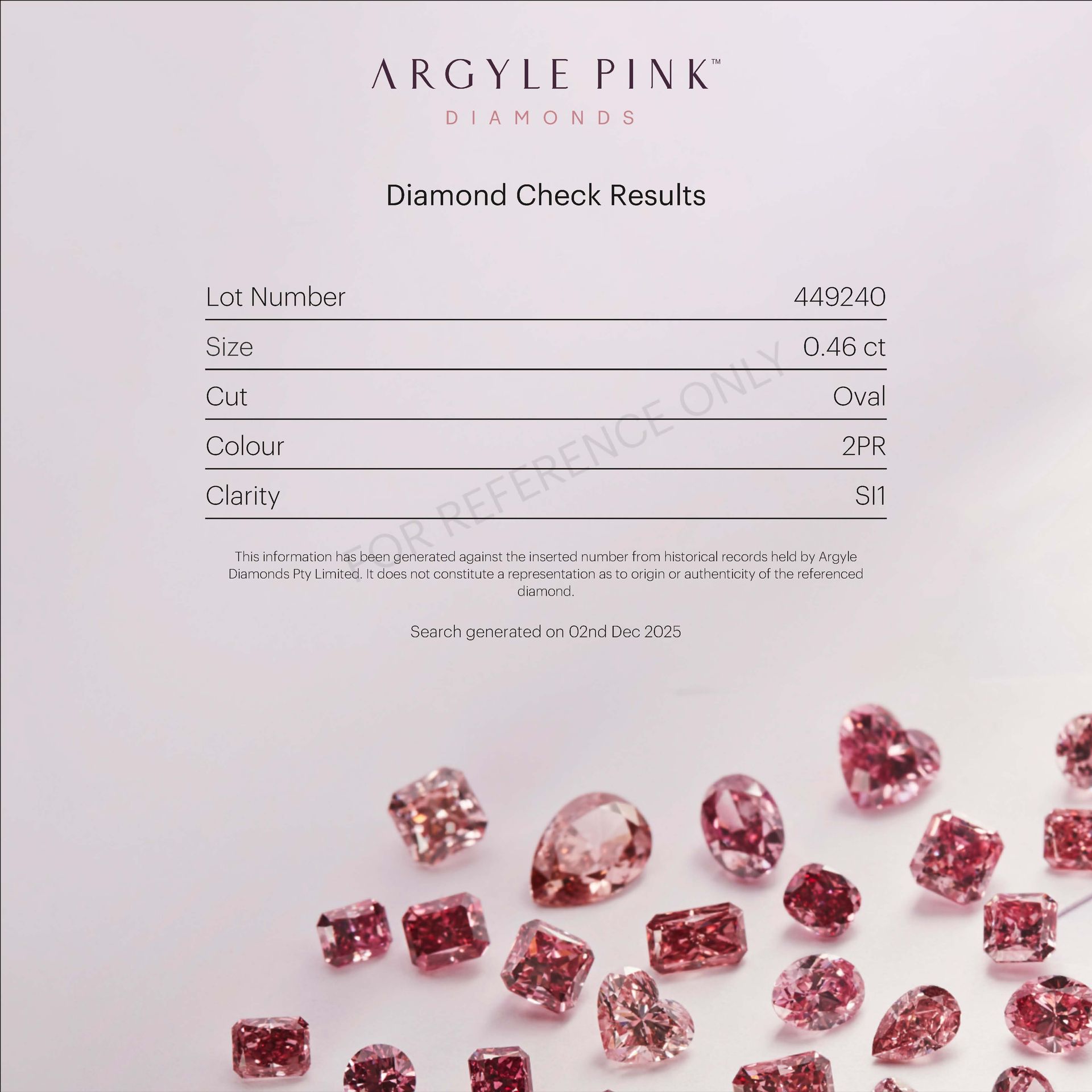CERTIFIED ARGYLE Oval Diamond 0.46ct 2PR SI1