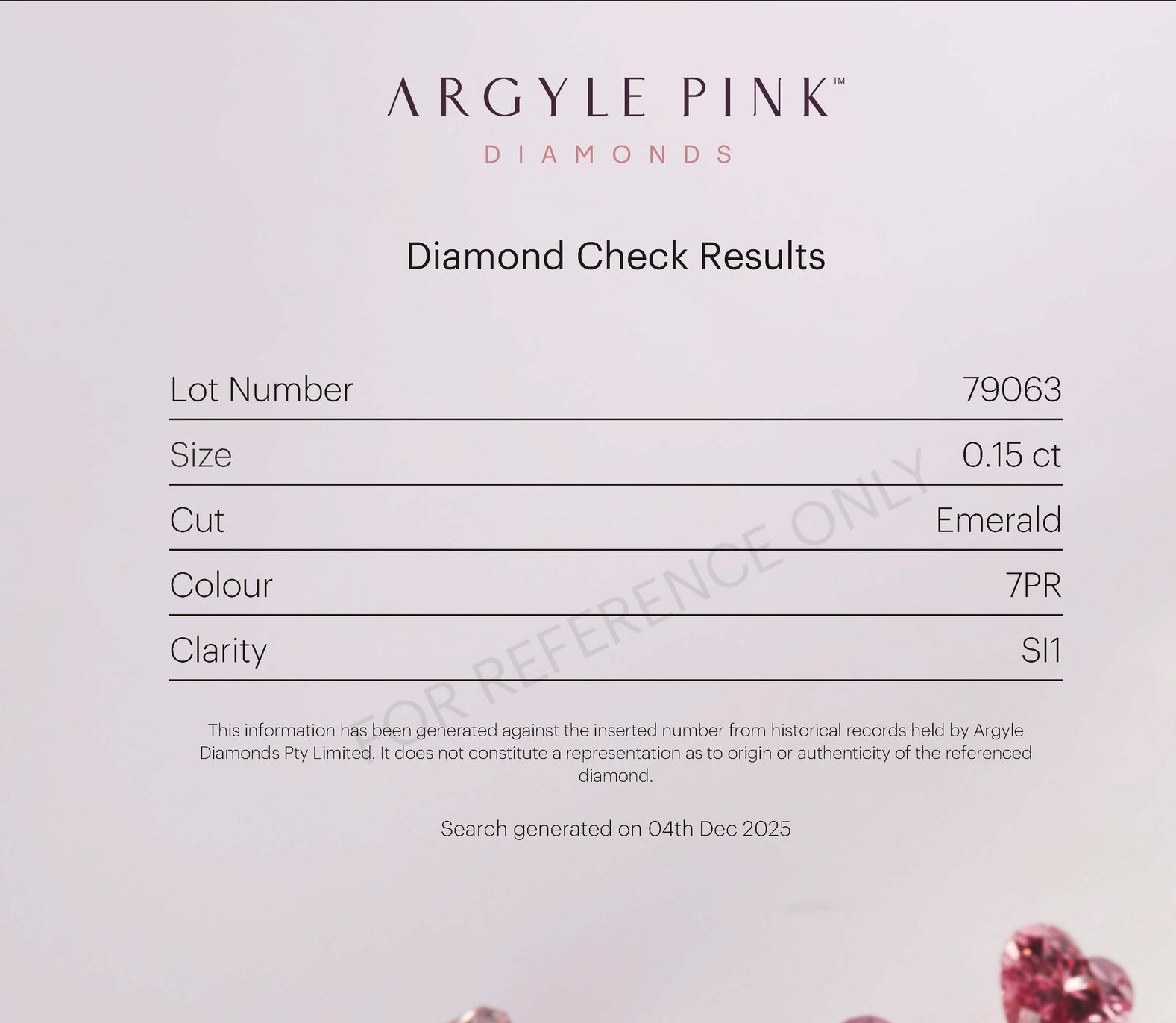 CERTIFIED ARGYLE Emerald Diamond 0.15ct 7PR SI1/VS2