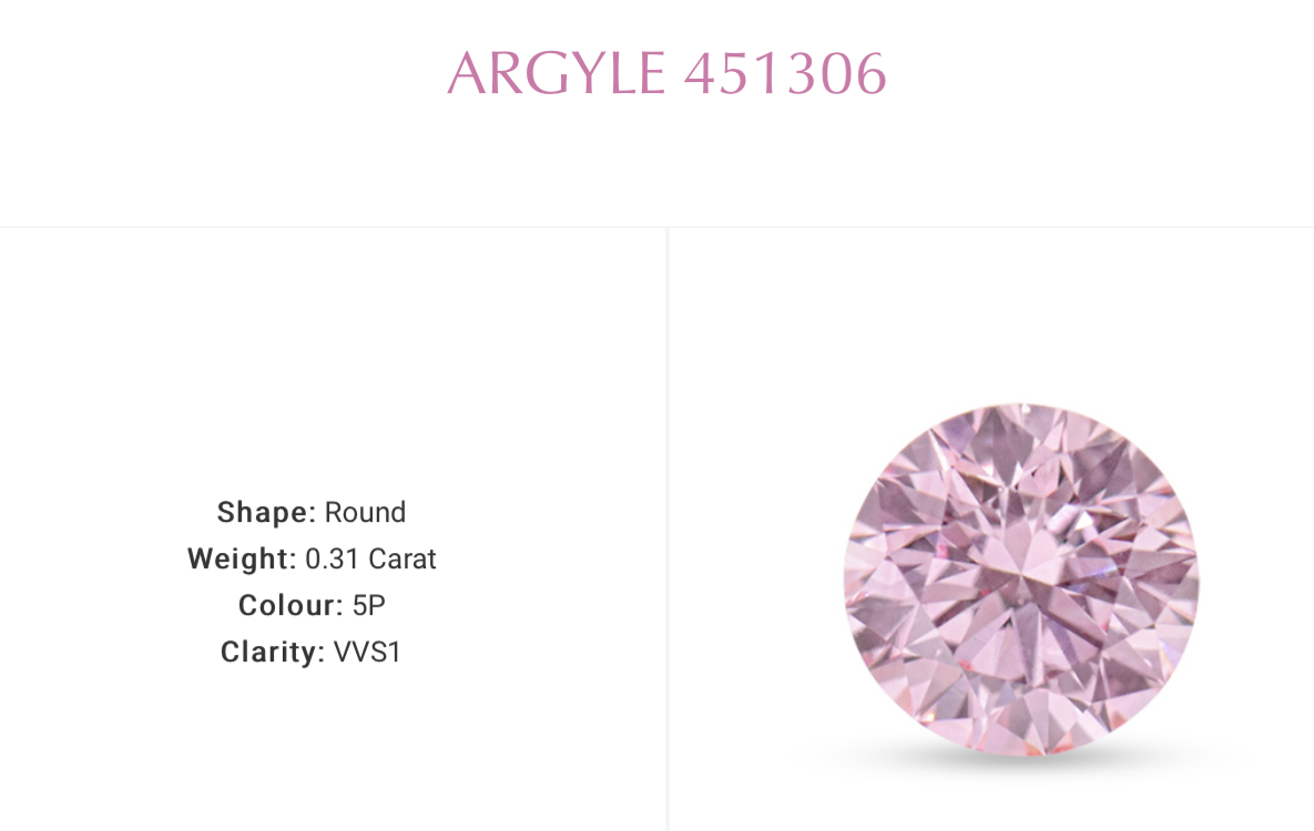 CERTIFIED ARGYLE Round Diamond 0.31ct 5P VVS1