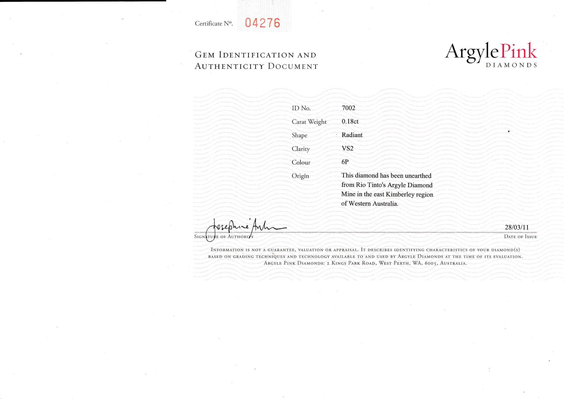 CERTIFIED ARGYLE Radiant Diamond 0.18ct 6P VS2