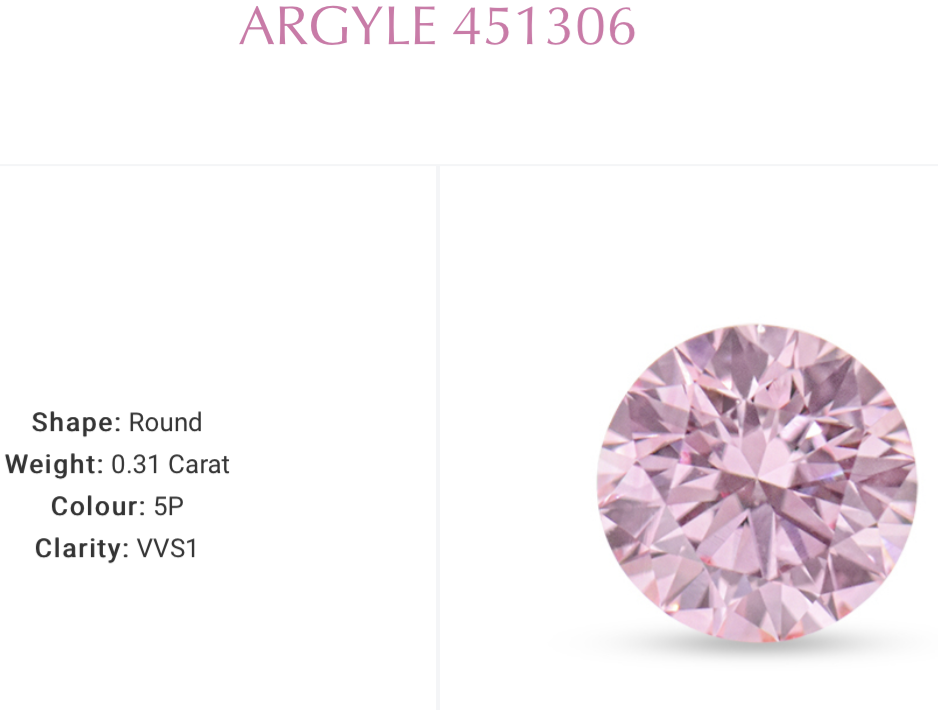 CERTIFIED ARGYLE Round Diamond 0.31ct 5P VVS1
