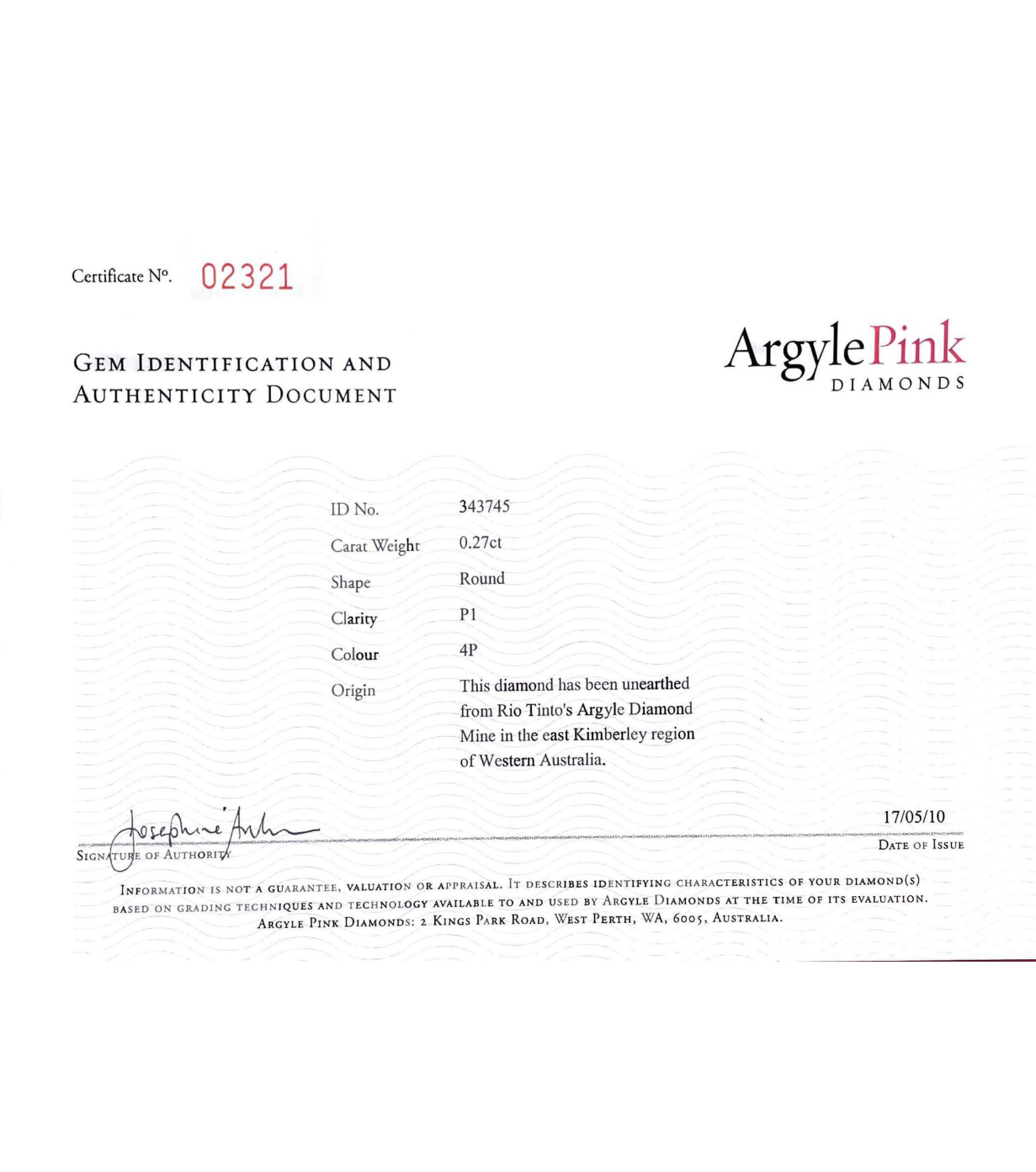 CERTIFIED ARGYLE Round Diamond 0.27ct 4P P1 343745