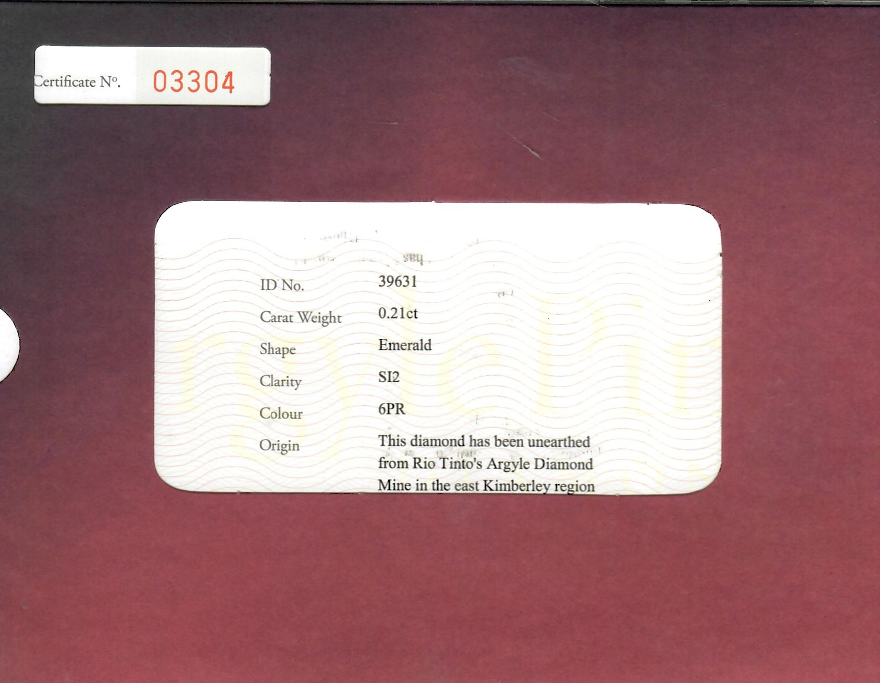 CERTIFIED ARGYLE Emerald Diamond 0.21ct 6PR SI2