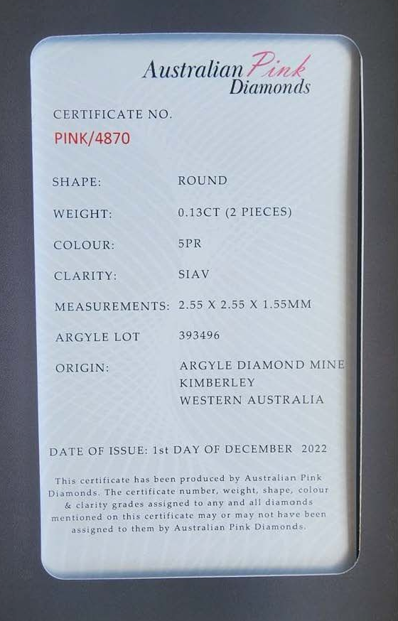 ORIGIN ARGYLE Round Diamonds 2 = 0.13ct 5PR SIAV