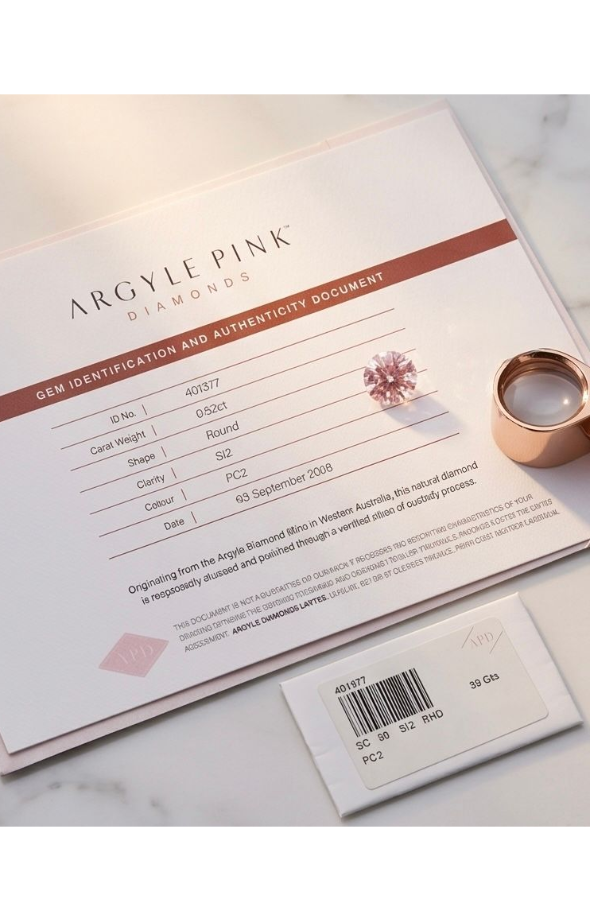 CERTIFIED ARGYLE Round Diamond 0.52ct PC2 SI2