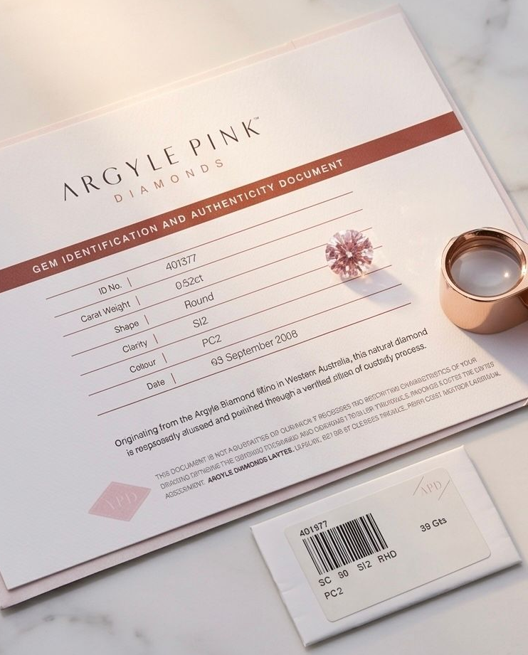 CERTIFIED ARGYLE Round Diamond 0.52ct PC2 SI2