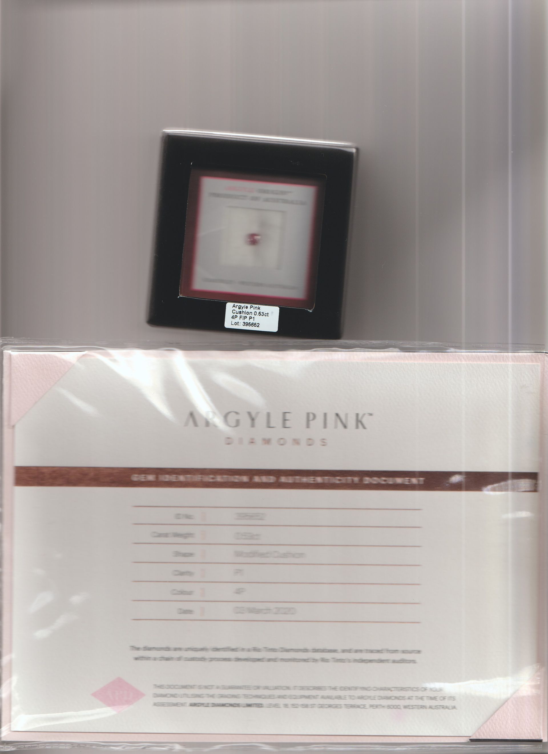 CERTIFIED ARGYLE Cushion Diamond 0.53ct 4P P1