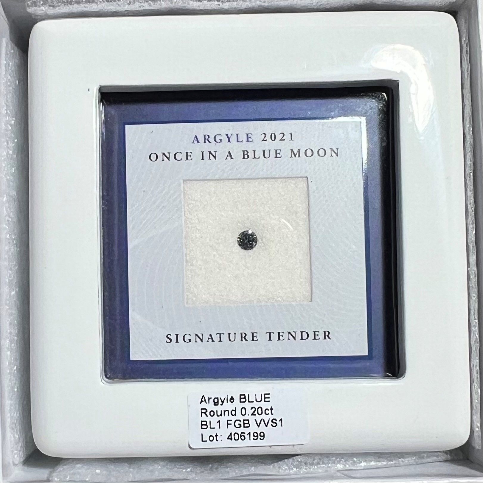 CERTIFIED ARGYLE Round Diamond 0.20ct BL1 VVS1 Blue Moon Tender Lot: 26