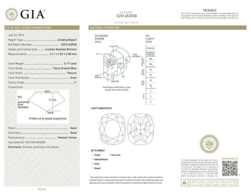 ORIGIN ARGYLE Cushion Diamond 0.17CT BL2 EQ P1