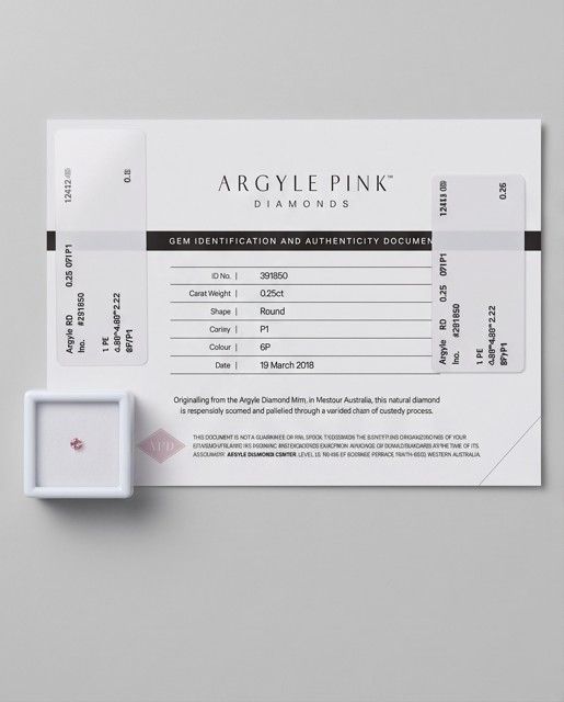 CERTIFIED ARGYLE Round Diamond 0.25ct 6P P1 391850