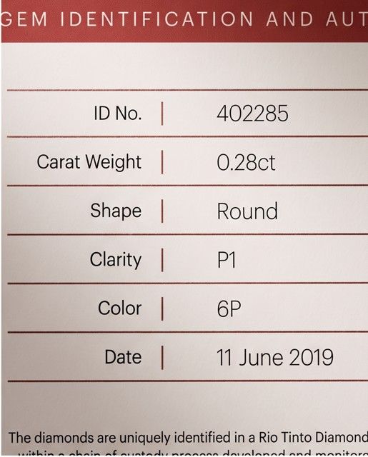 CERTIFIED ARGYLE Round Diamond 0.28ct 6P P1
