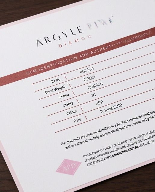 CERTIFIED ARGYLE Cushion Diamond 0.30ct 4PP P1