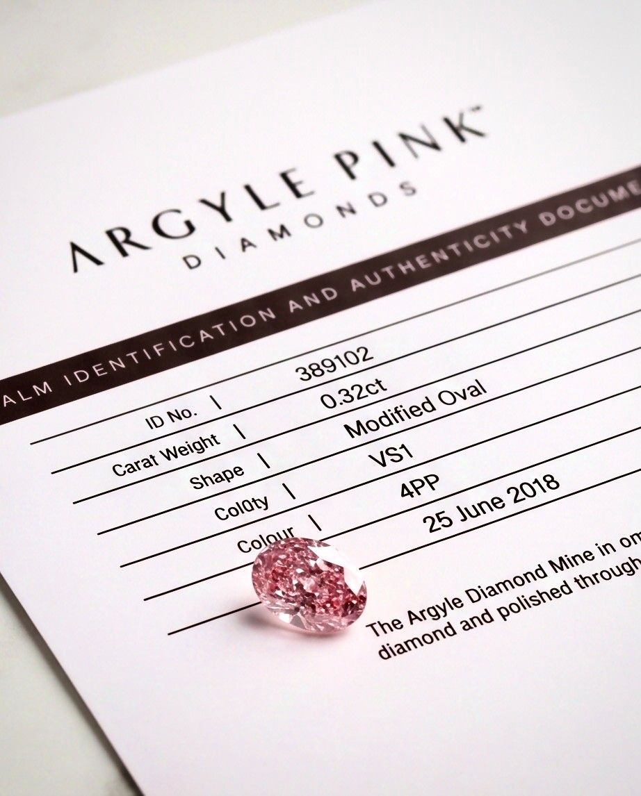 CERTIFIED ARGYLE Oval Diamond 0.32ct 4PP VS1