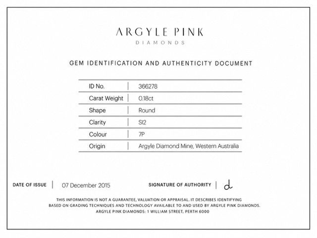 CERTIFIED ARGYLE Round Diamond 0.18ct 7P SI2
