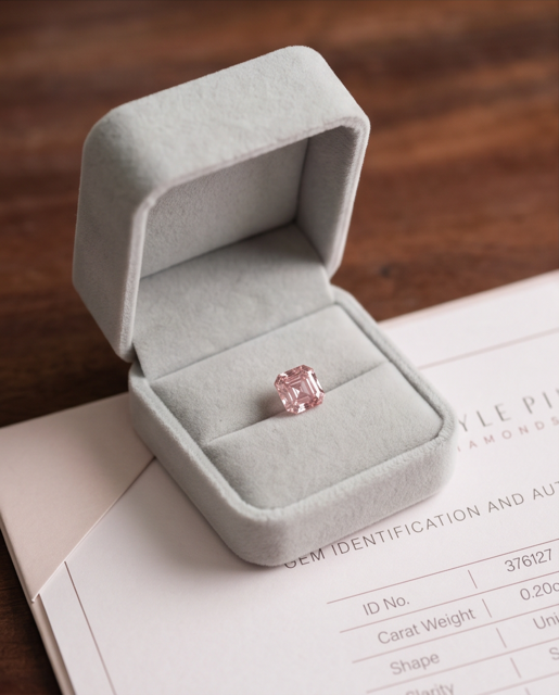 CERTIFIED ARGYLE Asscher Diamond 0.20ct 4PP SI2