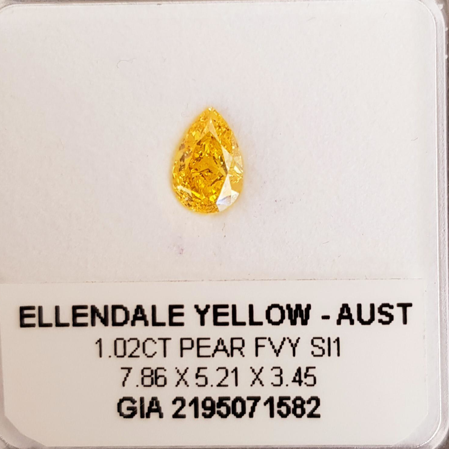 ORIGIN ARGYLE Pear Diamond 1.02ct Yellow SI1