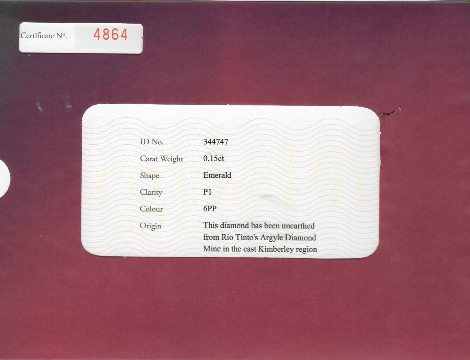 CERTIFIED ARGYLE Emerald Diamond 0.15ct 6PP P1