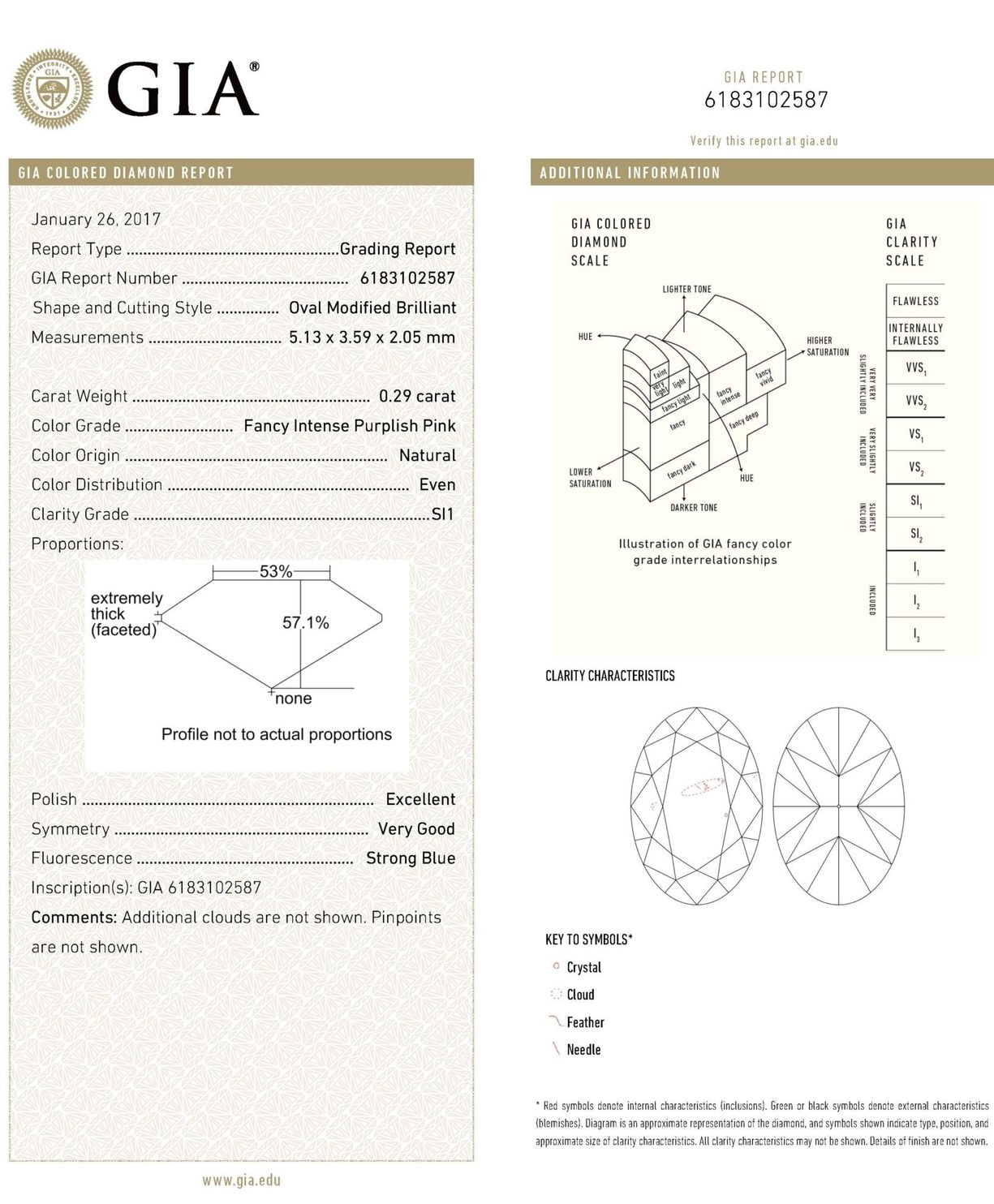 ORIGIN ARGYLE Oval Diamond 0.29ct 5P SI1