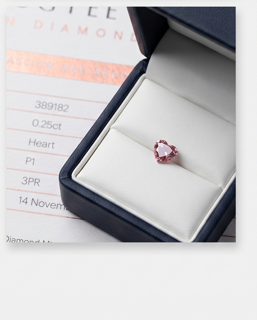 CERTIFIED ARGYLE Heart Diamond 0.25ct 3PR P1