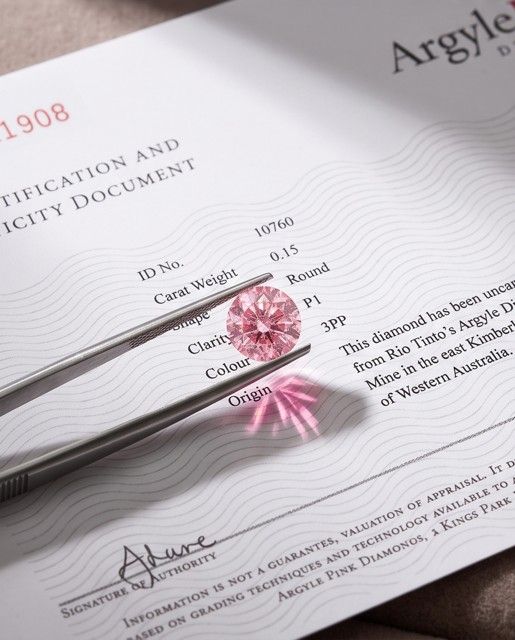 CERTIFIED ARGYLE Round Diamond 0.15ct 3PP P1
