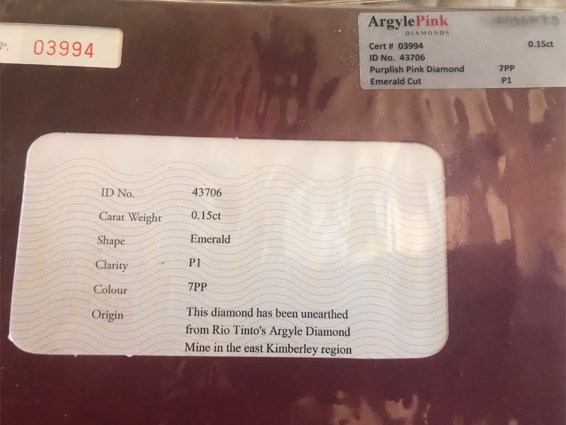 CERTIFIED ARGYLE Emerald Diamond 7PP 0.15ct P1