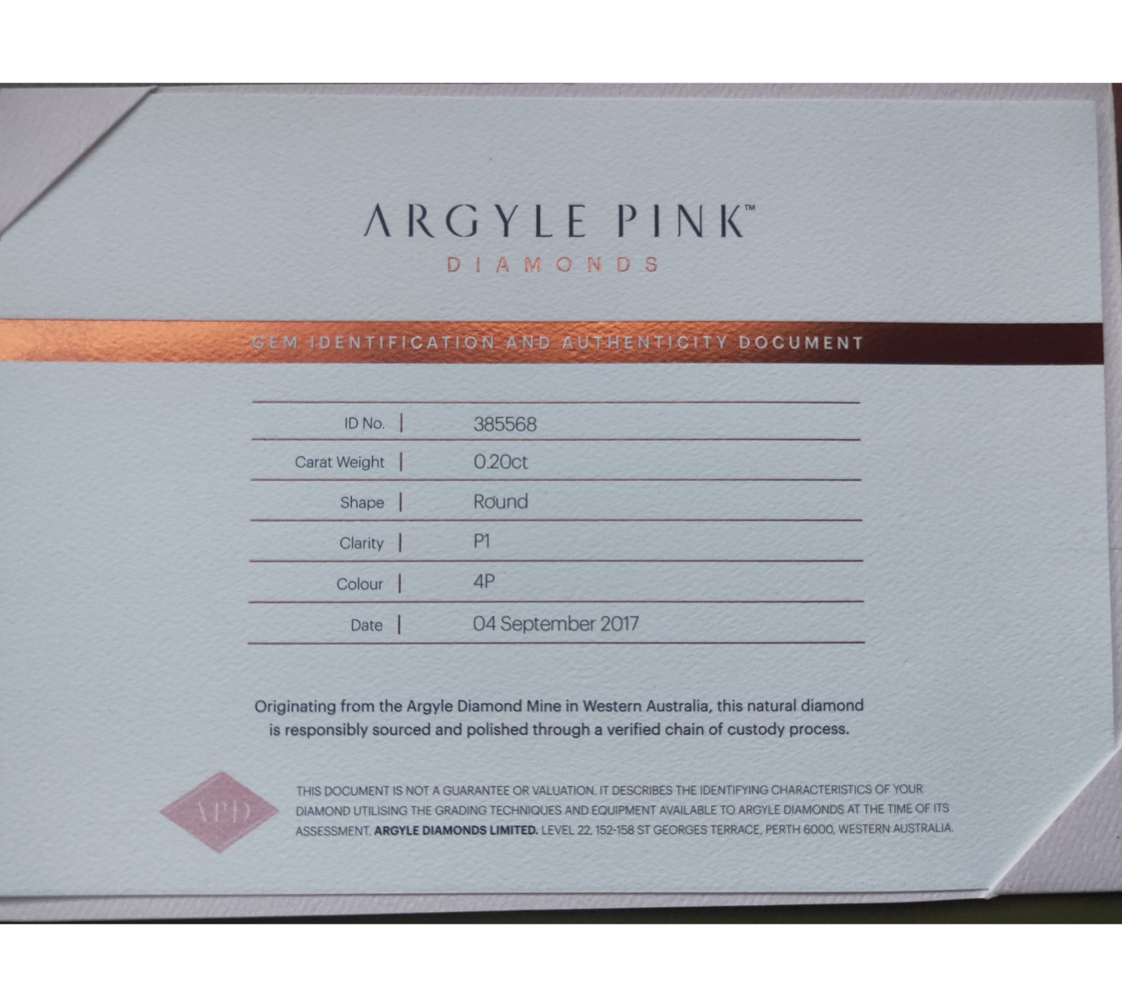 CERTIFIED ARGYLE Round Diamond 0.20ct 4P P1